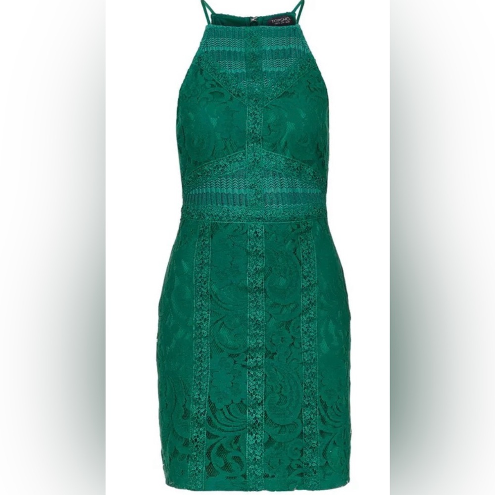 Top shop high neck emerald green bodycon homecoming dress